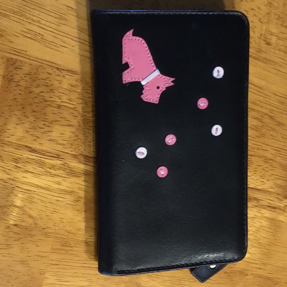 Radley  Black Leather Wallet with pink Scottie Dog